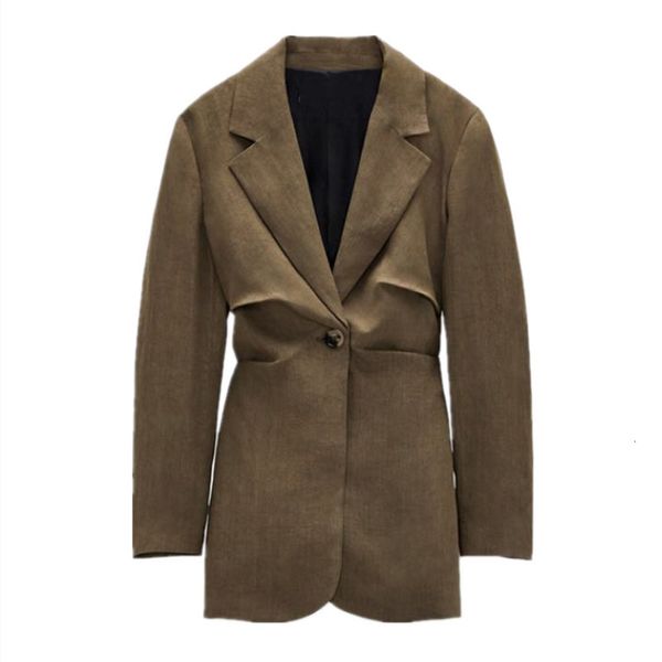 

2021 new autumn winter fashion fine khaki waistcoat women's waistband long sleeve v deep blazer lady's jacket 0hty, White;black