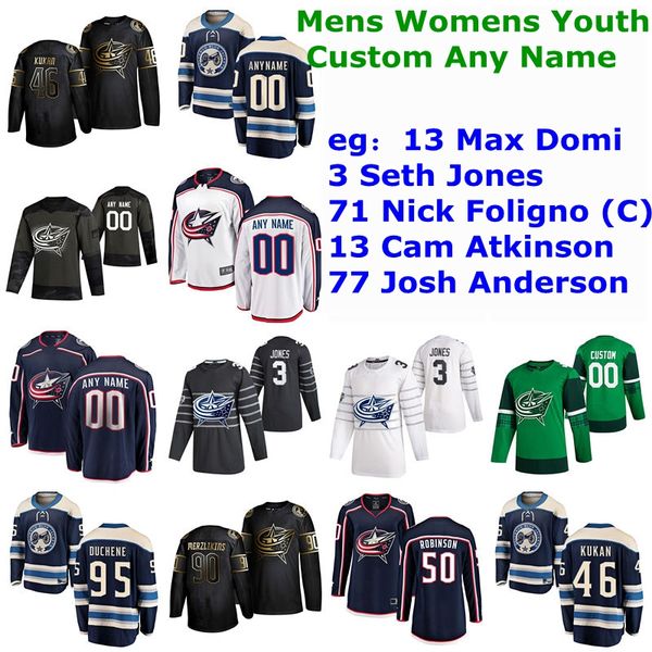 

columbus blue jackets hockey jerseys 13 max domi jersey 3 seth jones 71 nick foligno 13 cam atkinson 77 josh anderson custom stitched, Black;red