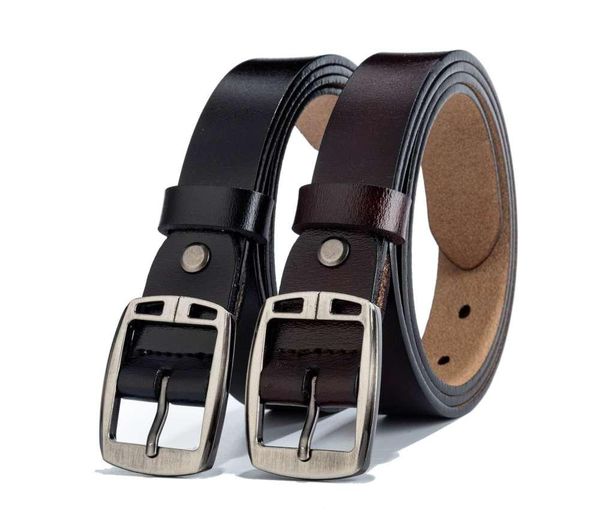 

men's pin buckle leather belt pure leather pants belt casual versatile, Black;brown