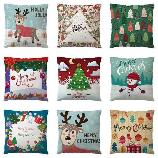 

new santa claus snowman christmas linen pillow cover home decor