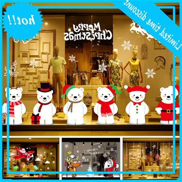 

merry christmas window muursticker decals snowflake santa claus home xmas decor