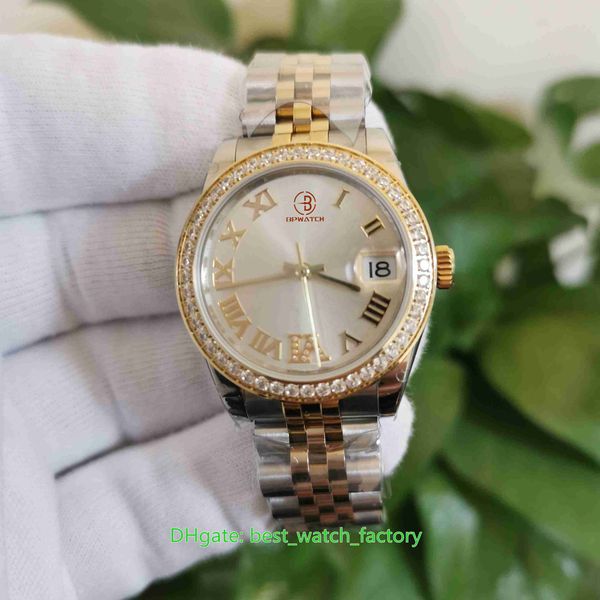 

wf factory watches ladies 36mm datejust 126283 president diamond 18k gold & steel cal.3235 movement mechanical automatic women's watch, Slivery;golden