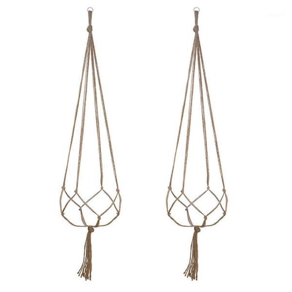 

yarn 2pcs 100% handmade macrame plant hanger holder flower /pot for wall decoration countyard garden wedding home1, Black;white