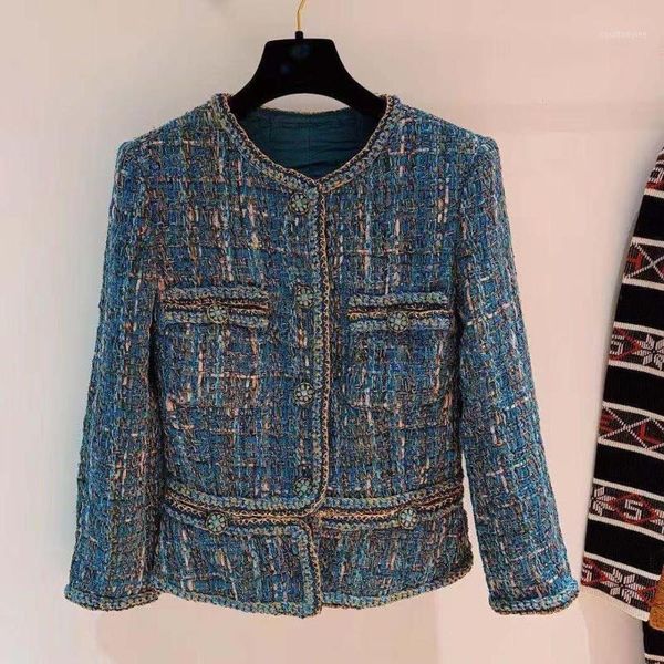 

arlene sain 2020 age-old blue gold thread buckle woven wrap short jacket lined with silk1, Black;brown