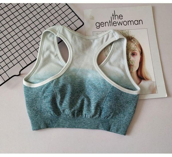 

yoga sport bra women push up pad fitness gym sportwear gradient yoga shockproof breathable seamless running workout wear bbyelp