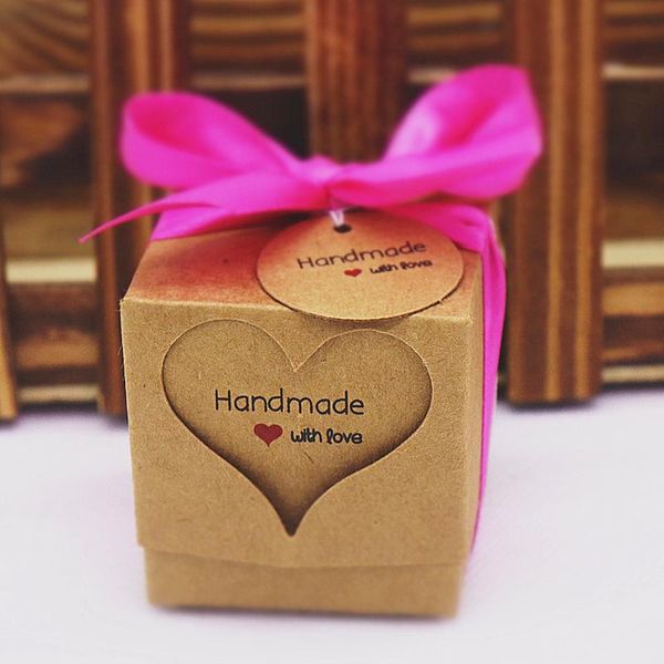 

мода ручной работы сердца natural kraft gift box cute thank you сердца ярлык с конфеты венчания подарка дисплея упаковочная коробка 10шт bby