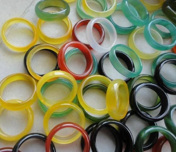 

various colour natural agate stone ring width 6mm agate jewel ring jewel hand circle ishining jewelry for sqcbms jeneffer, Golden;silver