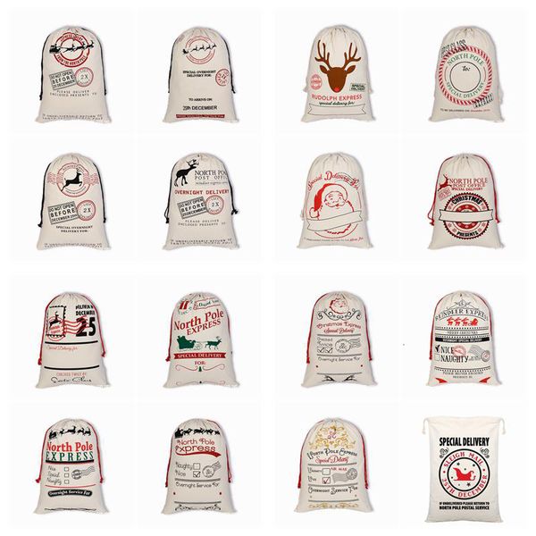 

2021 santa large sacks canvas cotton organic heavy drawstring gift bags personalized festival party christmas decoration
