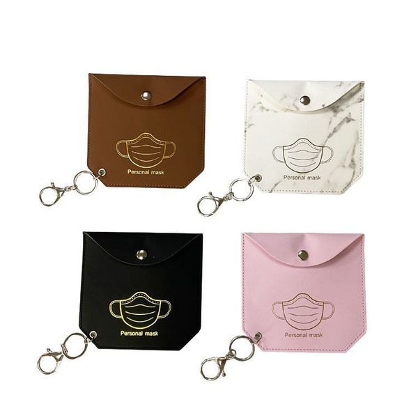 

bag pu leather clip mask storage bags portable girls keyring holder dustproof masks card cover accessories 4 designs dhc3622