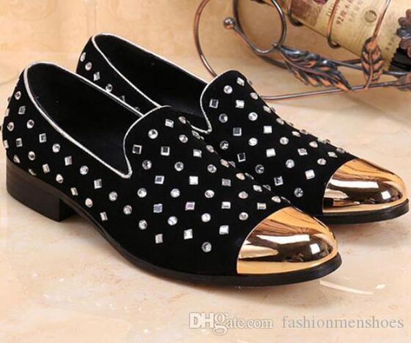

летние новые золотые металлические доэ степежные обувь мужчины кристалл creeper обувь чистые ручной работы квартиры ленивые мужские обувь, Black