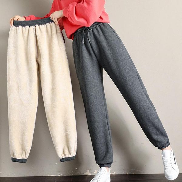 

muyogrt 2021 winter women gym sweatpants workout fleece trousers solid thick warm winter female sport pants running pantalones, Black;white