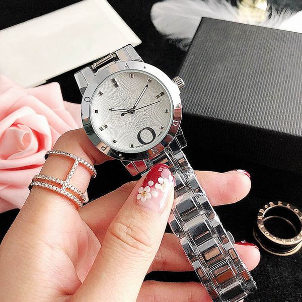

fashion brand watches women ladies girl big letters style metal steel band quartz wrist watch p86, Slivery;brown