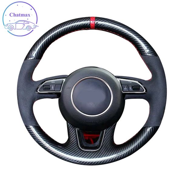 

diy private custom car steering wheel coverfor audi a3 2015-2016 a4 2015-2016 a5 2013-2017 hand sewing carbon leather holder decoration
