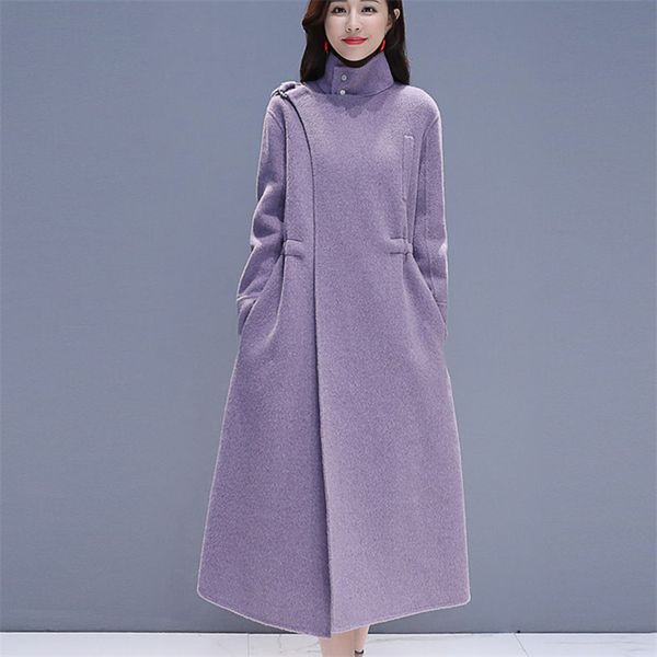 

new autumn winter woolen women fashion long overcoat female cashmere coat loose warm outerwear, Black