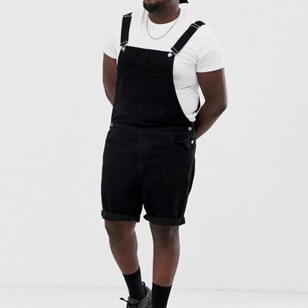 

mens plus pocket pants 2020 casual jumpsuit summer pants men overall jeans wash broken pocket trousers suspender pants stretch, Black