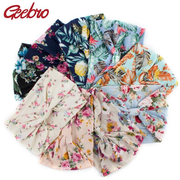 

hair accessories geebro women floral knotted headband summer bohemia wide stretch band for girls elastic turban spa headbands dq468