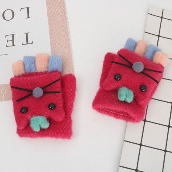 

winter kids keep warm gloves cute children gloves outdoor riding-gloves boys and girls flip-gloves kids 2020 new finger-gloves sale, White