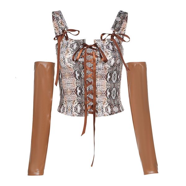 

leopard 2021 new punk picking up tank bandage thin corset vest night girl party club w3qv, White