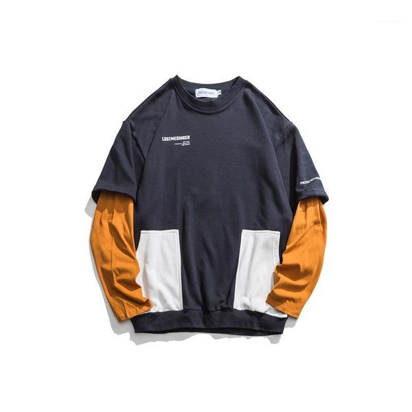

new men women couple casual pullover sweatshirt splice long sleeve male harajuku streetwear hip hop loose hoodie sweatshirt1, Black