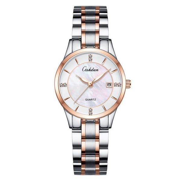 

ceshdun / hyston waterproof quartz watch women's fashion diamond inlaid watch, Slivery;brown