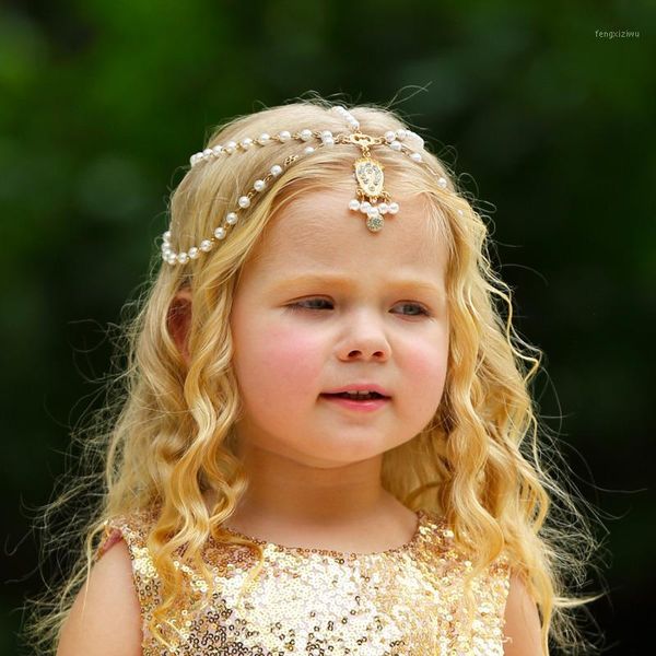 

hair accessories baby forehead chain girl alloy rhinestone disk headwear small princess headwear1, Slivery;white