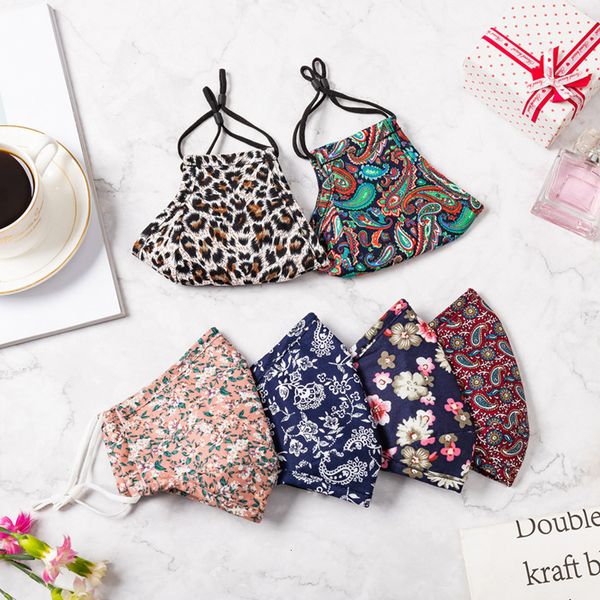 

print factory winter warm protective floral paisley reusable washable leopard face masks with mask organizer storage bag cyz2902