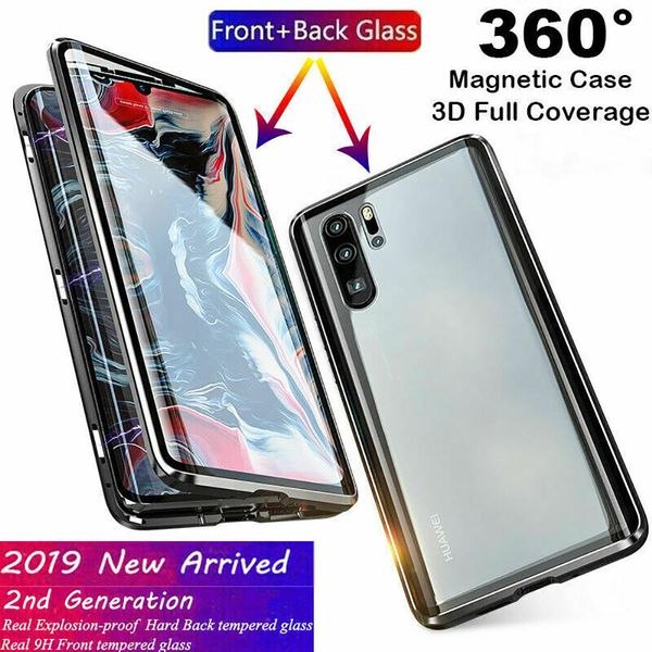 

двухсторонний стеклянный магнитный чехол для huawei honor 30 pro lite 30s x10 max play 4 pro alumium metal 360 градусов h jllulk