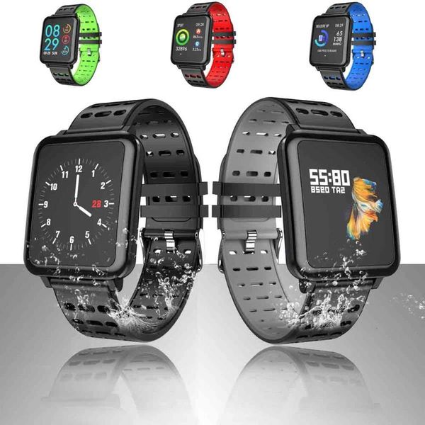 

smart waterproof sports watch with bluetooth, heart rate blood prsure control for running, swimming and cycling