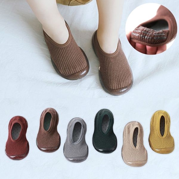 

baby socks shoes with rubber soles boys girls floor sock anti slip kids knitted socks spring infant child soft sole sock cute y201009, Pink;yellow