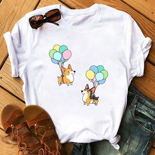 

new corgi women t shirt kawaii t shirt women harajuku cute short sleeve t-shirt 90s korean style tshirt fashion tees, White