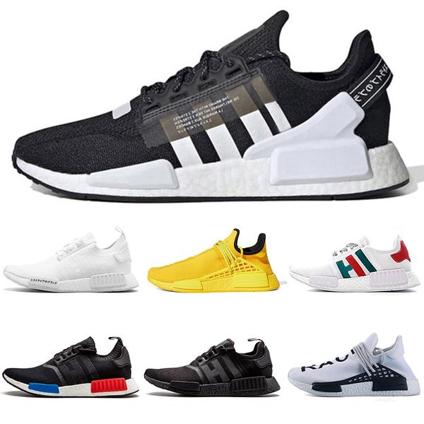 

2020 fashion nmd shoes nmd r1 v2 human race women mens running shoes big size 12 human races pale nude white trainers sneakers