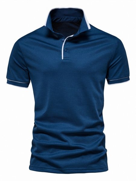 

men striped trim polo shirt f7l0#, White;black