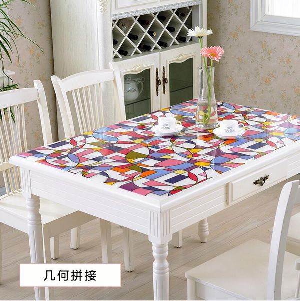 

цветочная точка мягкая стеклянная скатерть цвет пвх кристаллическая пластина обеденный стол pad коврик настольный цветок печатка водонепрони