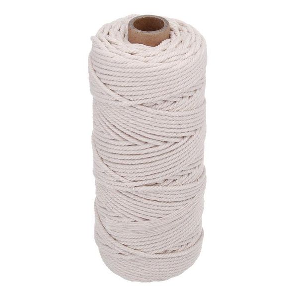 

yarn 1 piece 100m soft cotton cord rope craft macrame string diy handmade tying thread decor, Black;white