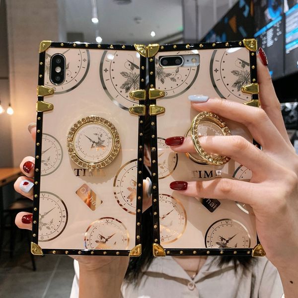 

square fashion clock phone case for redmi note 7 8 9 9promax 9s 10 10x 5g poco f2 pro xiaomi 10 10t pocox3 nfc