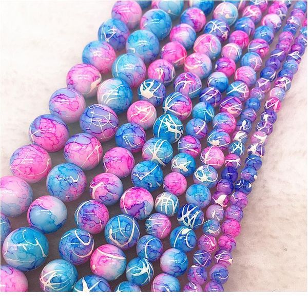

wholesale 4/6/8/10mm double colored glass beads loose spacer beads painted charm for jewellery making diy bracelet&neck jllxxk