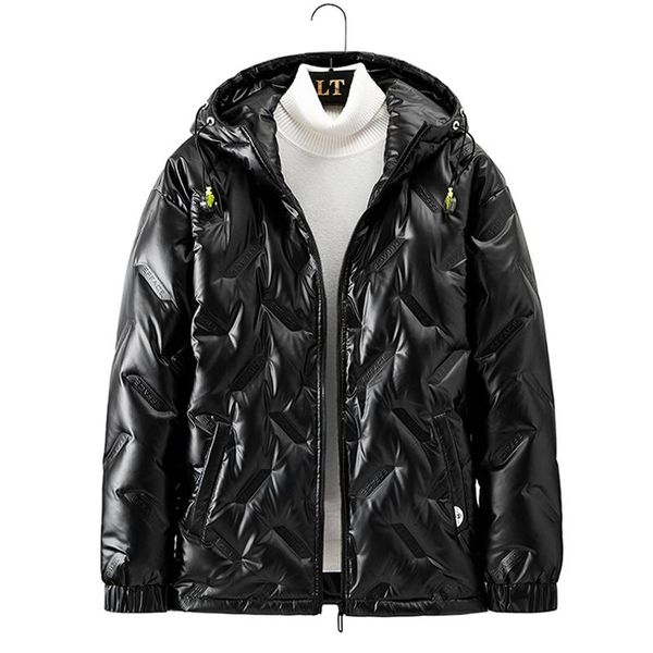

men's down & parkas glossy jacket men streetwear 2021 brand winter coats mens warm puffer high street male outerwear coat, Black