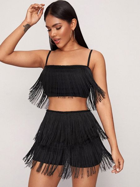 

fringe overlay cami & shorts h3ck#, White