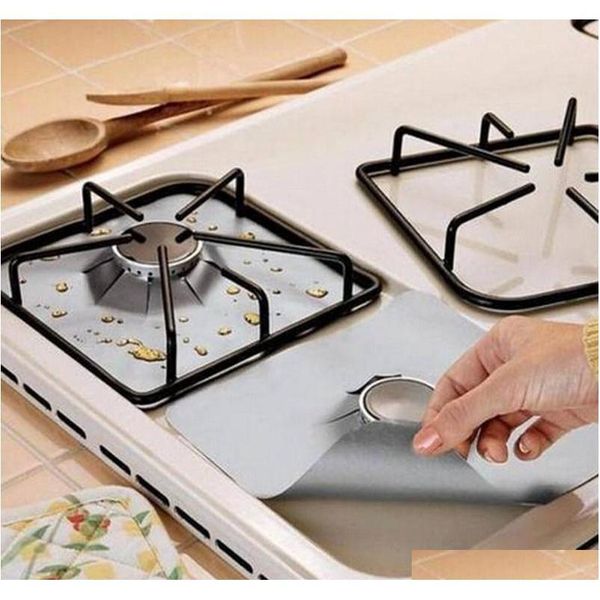 

4pcs reusable foil gas stove burner cover aluminum protector liner clean mat pad file injuries protection jllyll xhhair