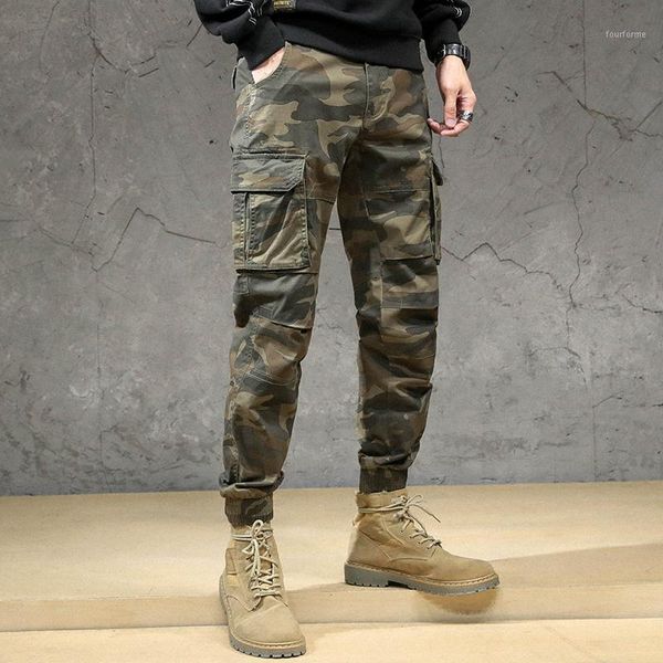 

men's pants camouflage overalls men's trend-binding fall/winter korean style casual pants1, Black
