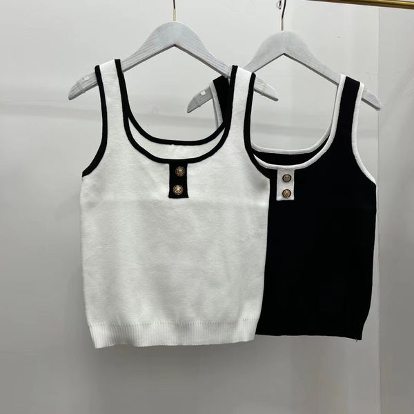 

1226 2022 milan style spring summer brand same style sweater print sleeveless crew new pullover women clothes xue, White;black