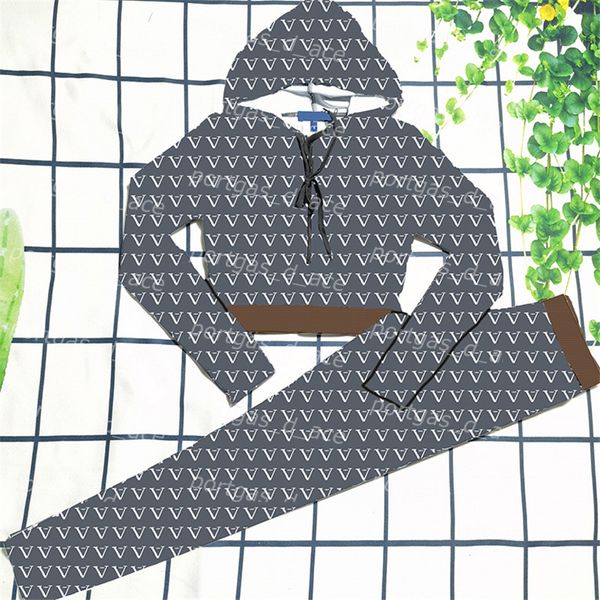 

vintage letters yoga outfits womens comfortable home clothing tracksuits delicate long sleeve padded hooded pants fashion sports tights sui, Blue;gray