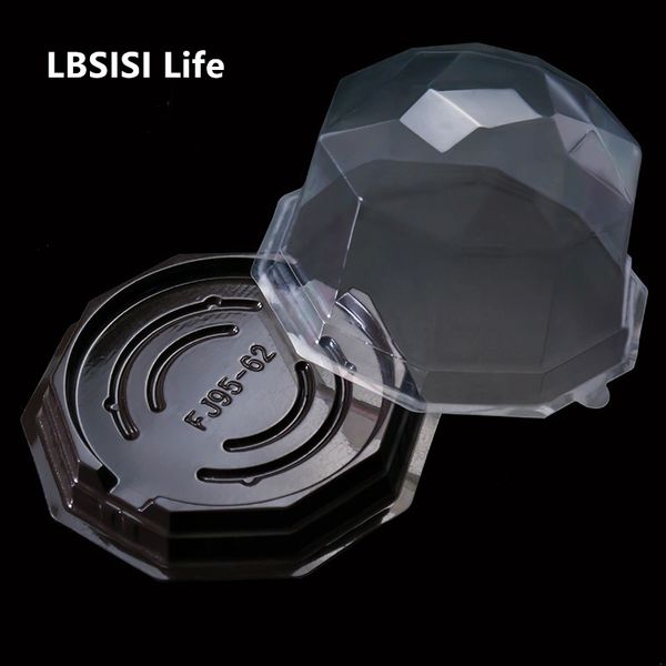LiSisi Life 100sets Bolo Mais Espesso Mousse Cupcake Caixas De Diamante Forma De Plástico Embalagem De Embalagem Mooncake Titular com LID 201029