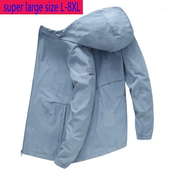 

men's jackets super large men jacket thin spring autumn loose hooded windbreaker fashion casual coat with nood plus size -6xl 7xl 8xl1, Black;brown