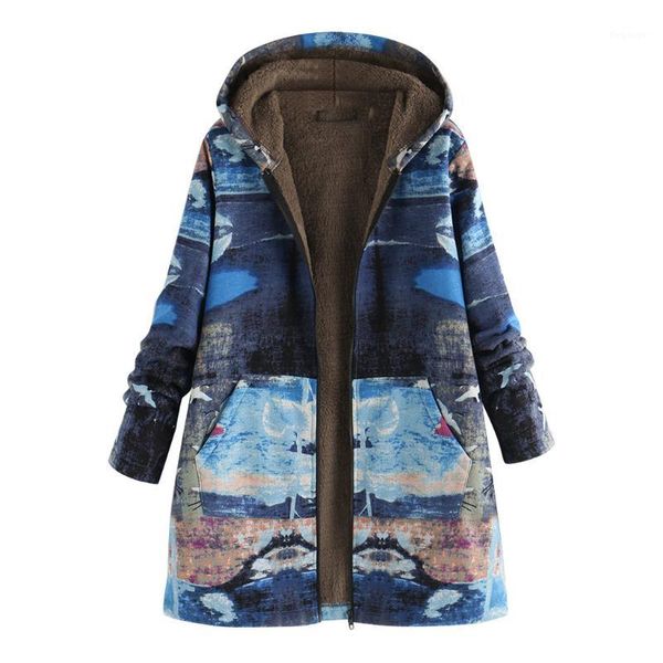 

coat plus size winter warm printed pockets thicker zipper hooded outwear holiday party cloak vintage causal party winter 19nov41, Black