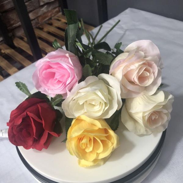 

new valentine's day gift single rose simulation flower rose flower wedding hand bouquet living room home furnishing flower decoration