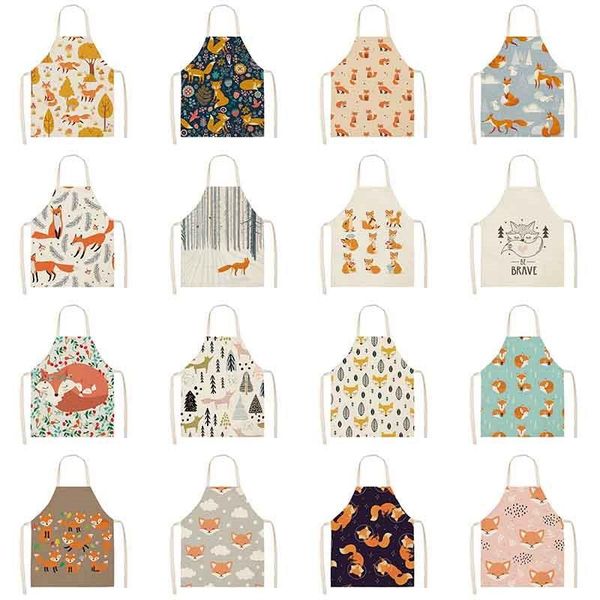 

cartoon linen apron kitchen cooking chef bbq household apron smock