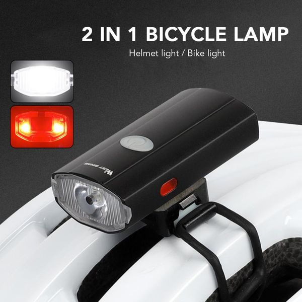 

2 in 1 bike light usb rechargeable cycling helmet headlight waterproof bicycle light taillight handlebar front taillight