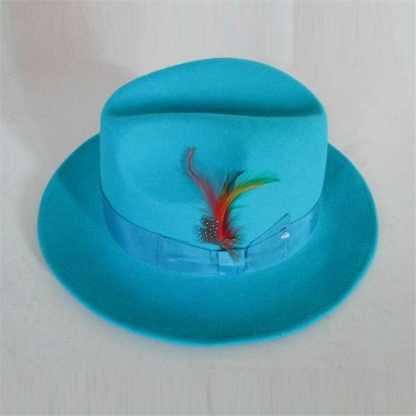 

wool fedora hat wool panama hat woolen fedoras hats male felt fedora hats godfather hat cowboy cap b-8119 t200323, Blue;gray