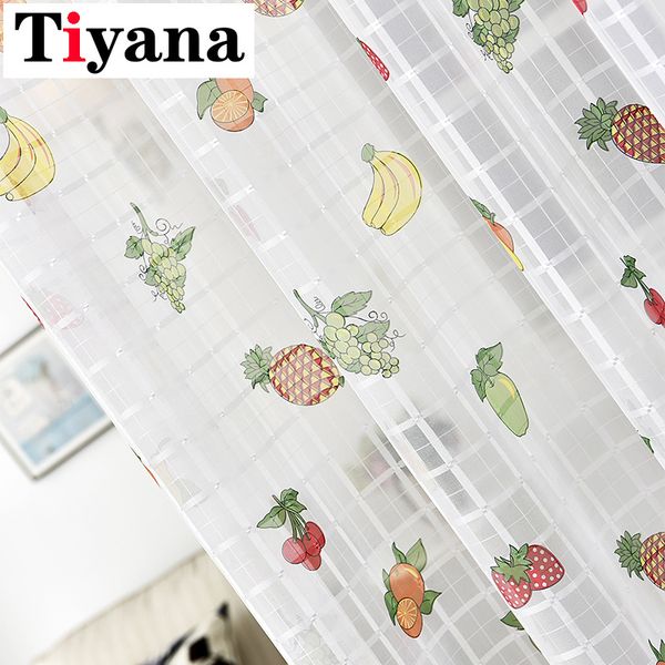 Tiyana Fruit Design Tende di tulle Soggiorno Camera da letto Cucina per bambini Cartoon Tende trasparenti Tenda Pannello ZH026-5 Y200421